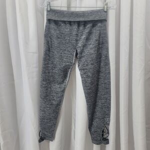 VS PINK Ultimate Seamless Yoga Leggings L Gray Space Dye Lattice Strappy Ankle